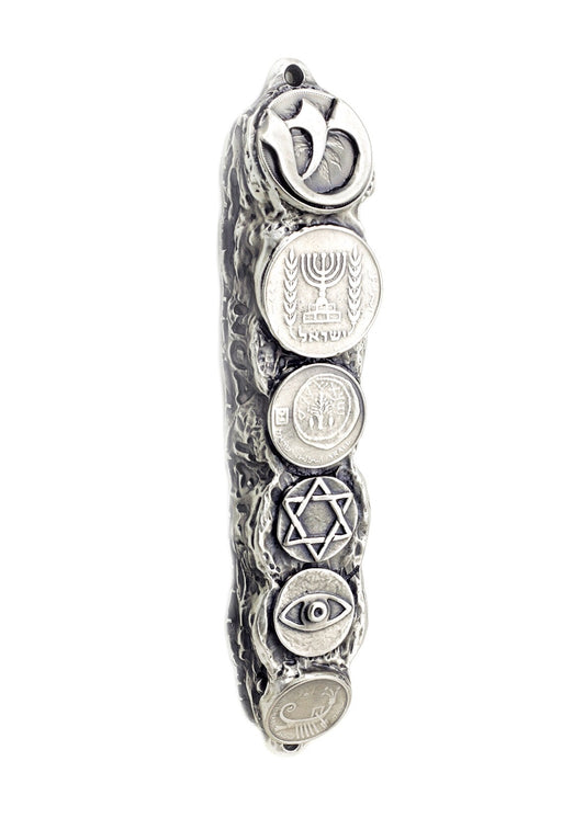 Silver Mezuzah Case, Sterling Silver Mezuzah with Scroll for Door, Ornate Mezuzah, Intricate Royal Mezzuzahs, Judaica Gifts for Home - Small (13cm)