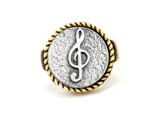 Coin ring with the Treble Clef coin medallion