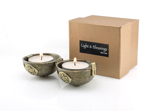 Candles holder with symbols gold color