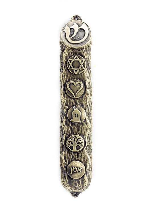 Bronze Mezuzah Case, Mezuzah with Scroll for Door, Ornate Mezuzah, Intricate Royal Mezzuzahs, Judaica Gifts for Home 16cm / 6.3Inch