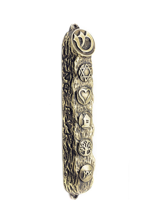 Bronze Mezuzah Case, Mezuzah with Scroll for Door, Ornate Mezuzah, Intricate Royal Mezzuzahs, Judaica Gifts for Home 16cm / 6.3Inch