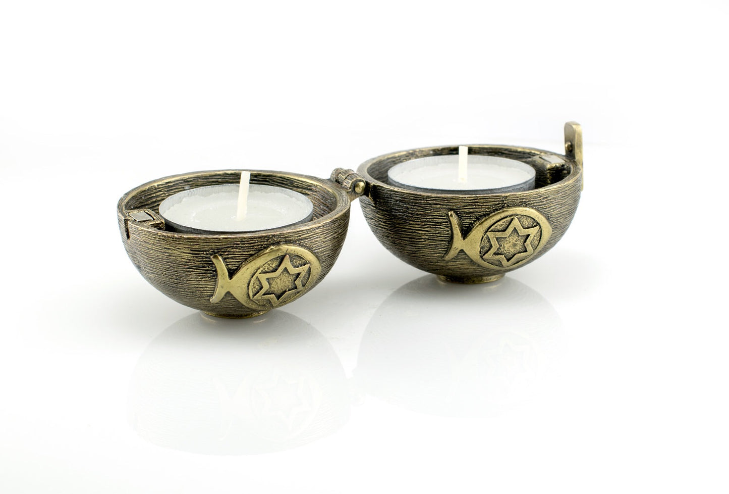 Candles holder with symbols gold color