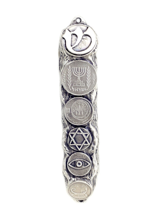 Silver Mezuzah Case, Sterling Silver Mezuzah with Scroll for Door, Ornate Mezuzah, Intricate Royal Mezzuzahs, Judaica Gifts for Home - Small (13cm)