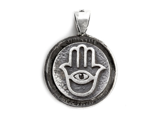 Hamsa Pendant, Buffalo Nickel Coin, Evil Eye Hamsa, Hand Of Fatima, Rare Coin, Vintage Necklace, Bohemian Necklace, Indian Head Chain