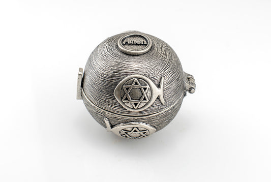 Candles holder with symbols silver color Shabat candles