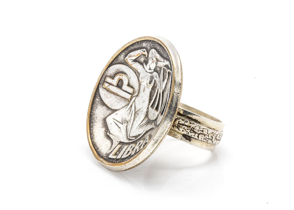 Libra Zodiac Signet Ring