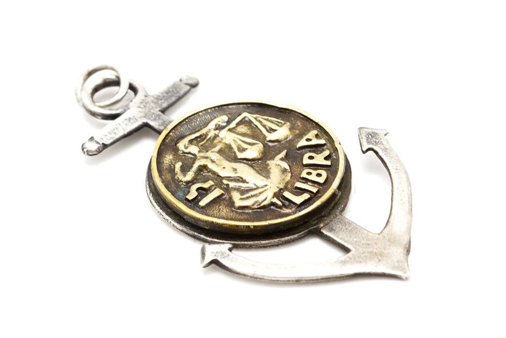 Libra Zodiac Anchor Pendant