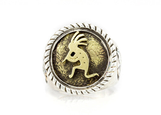 Coin ring with the Kokopelli coin medallion native Americans god for fertility