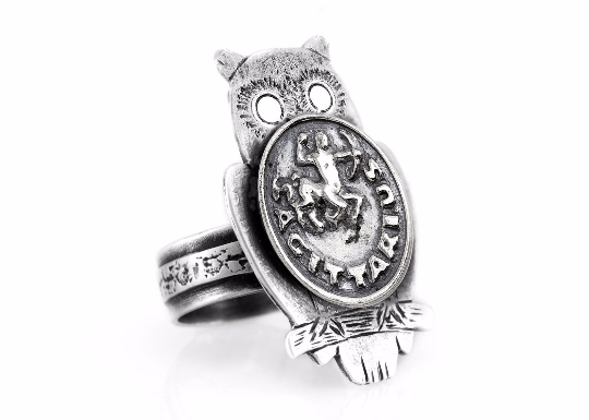 Silver Ring with Sagittarius Zodiac