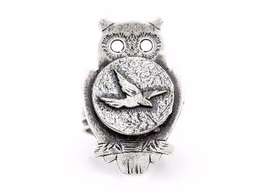 925 Silver Owl Ring with Flying bird