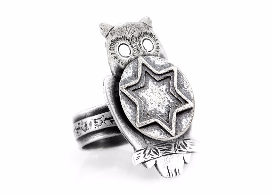 Coin ring with the Star of David coin medallion on owl Star of David jewelry jewish ring Jewish jewelry