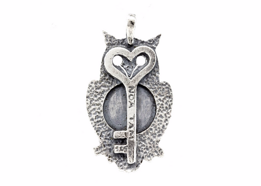 Silver Owl Pendant with Crown