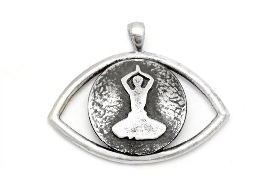 An Amazing Silver Coin Symbol Pendant Necklace With The Thanksgiving Meditation, Eye Jewelry, Gift For Her, Gift For Him, Yoga Lovers Gift Idea