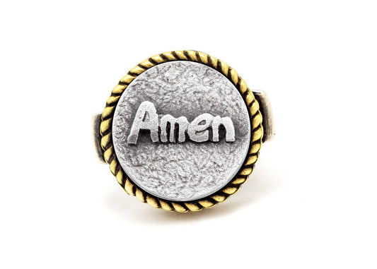 Silver Ring with Amen coin