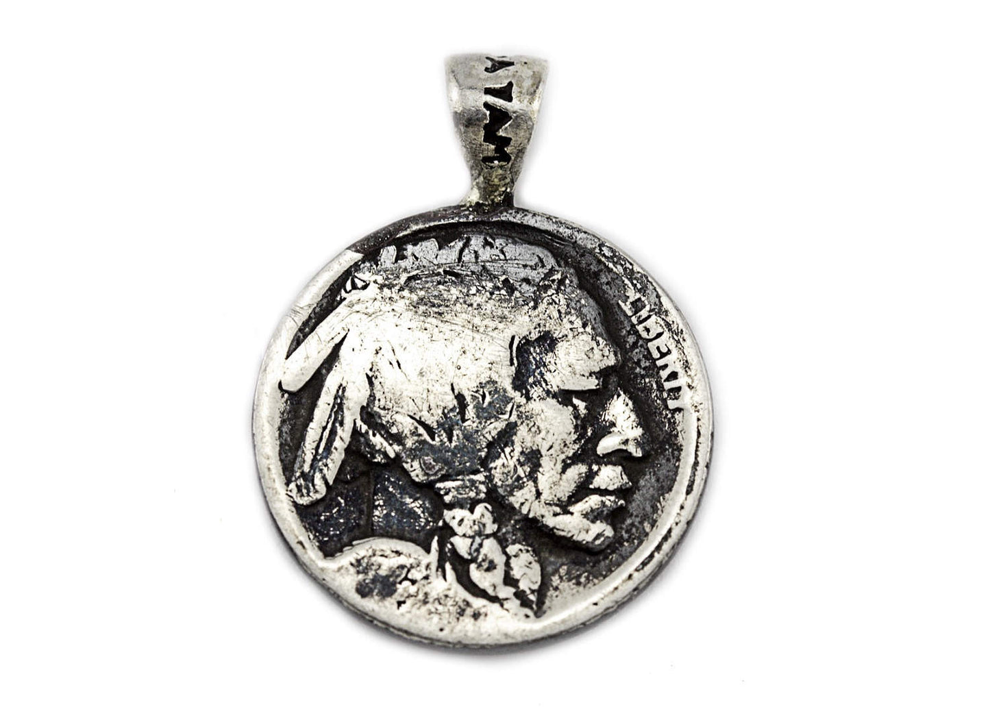 Running Man Medallion Pendant on Buffalo Nickel coin of USA Necklace