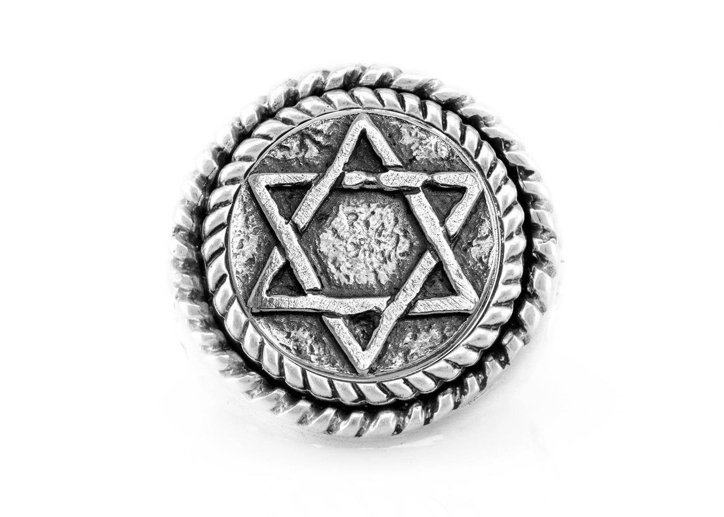 Star of David Coin Medallion Ring with fleur de lis symbol/ Magen David Ring