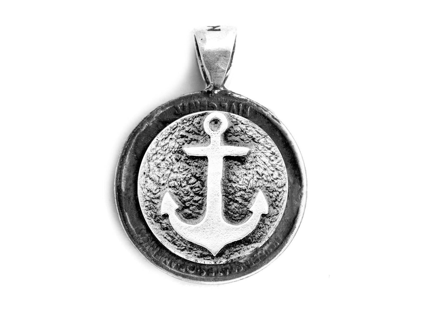 Anchor Medallion Pendant on Buffalo Nickel coin of USA Necklace - Sea Jewelry