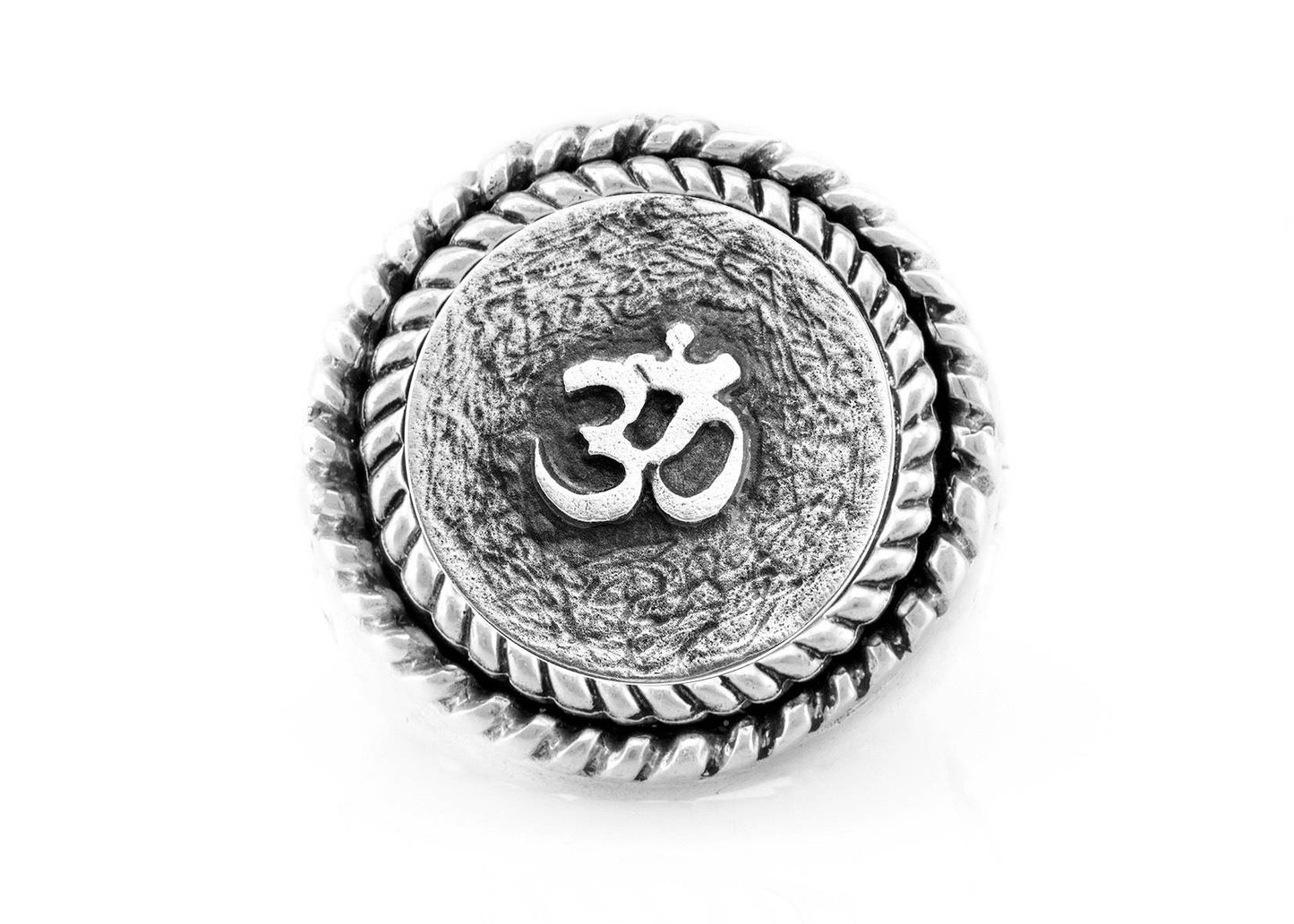 Om Mantra Ring: The Om symbol with fleur de lis symbol on ring