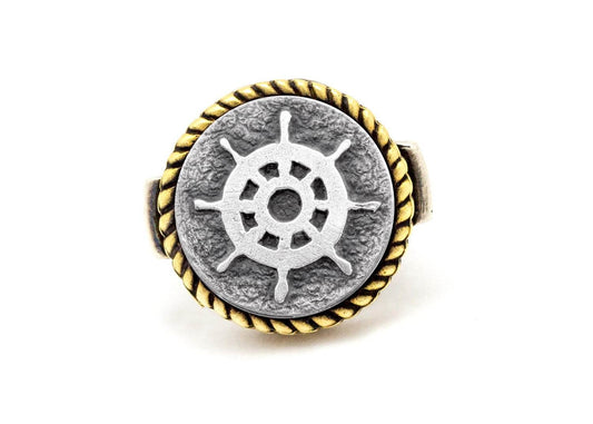 coin ring with the Wheel  coin medallion sea jewelry wheel ring Noa Tam coin jewelry