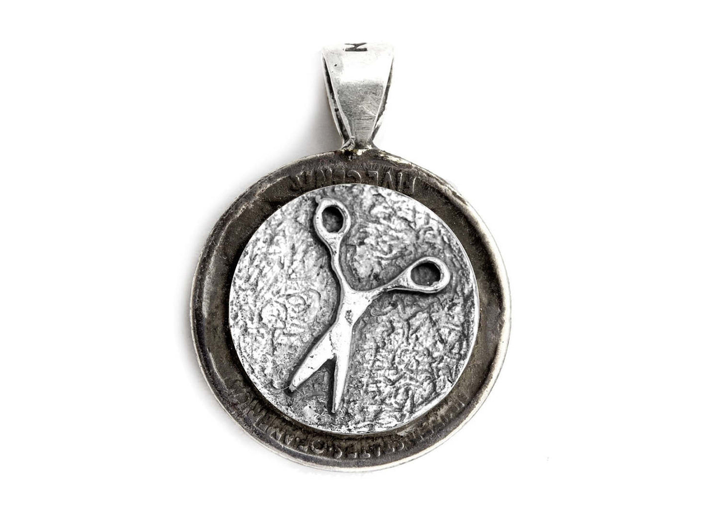 Scissors Medallion Pendant on Buffalo Nickel Coin of USA Necklace - coin jewelry