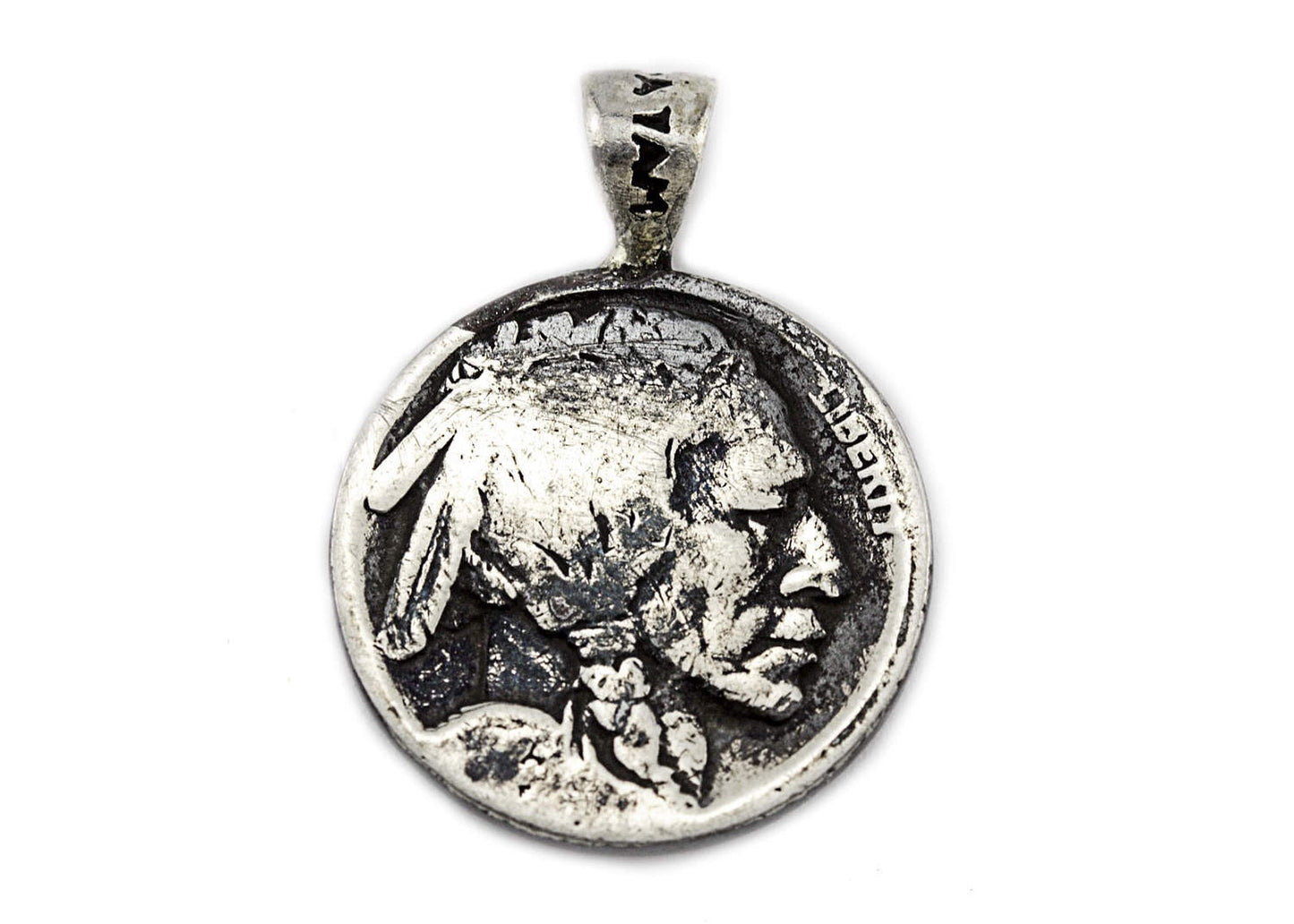 Horseshoe Medallion Pendant on Buffalo Nickel Coin of USA Necklace