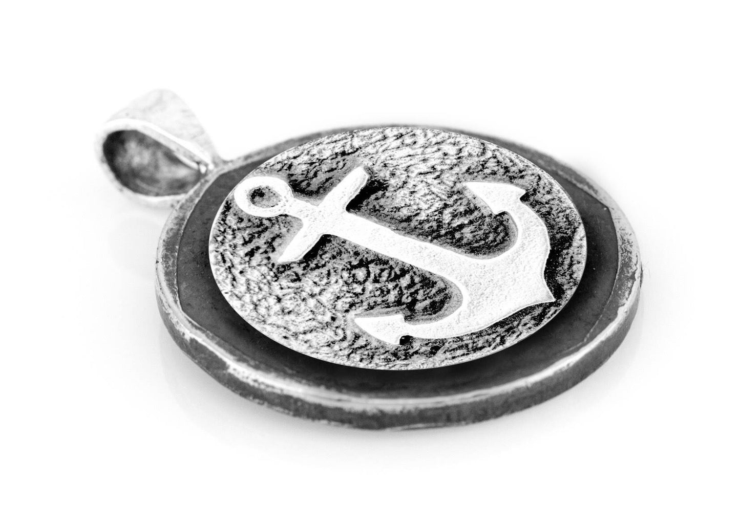 Anchor Medallion Pendant on Buffalo Nickel coin of USA Necklace - Sea Jewelry