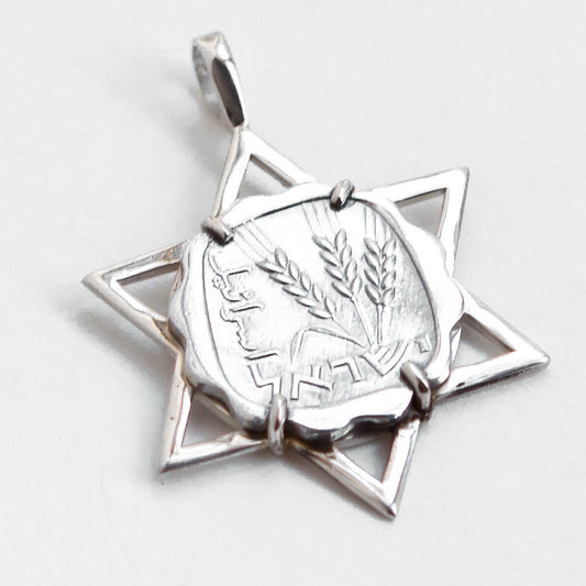 Israeli Agora Coin - Star Of David Coin, Magen David Chain, Israel Coin, Jewish Necklace, Coin Pendant, Israel Necklace, Israeli Currency
