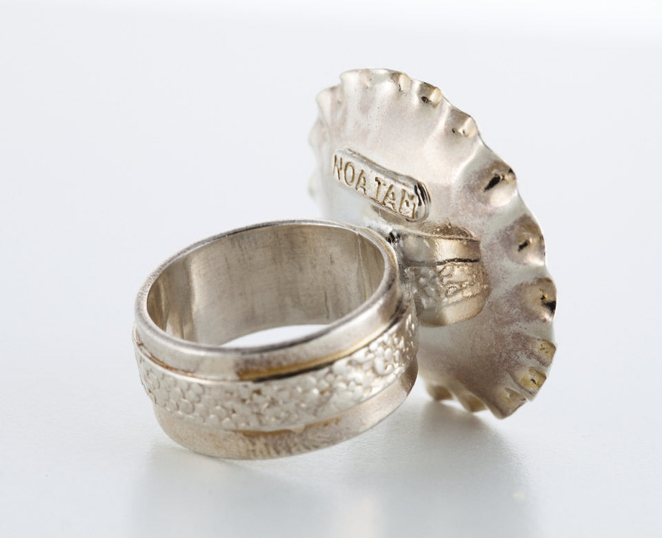 Israeli 1/2 Lira Old Coin Ring  - Sterling Silver Menorah Ring