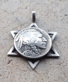 USA Buffalo Nickel 5 Cent Coin in Sacred Star Necklace