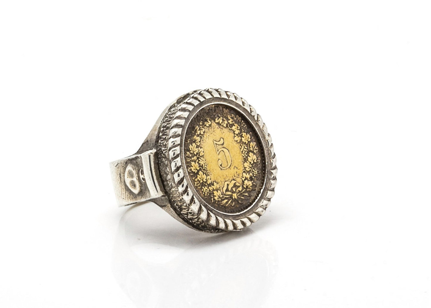 Swiss Coin Ring with the 5 Rappen Coin of Switzerland