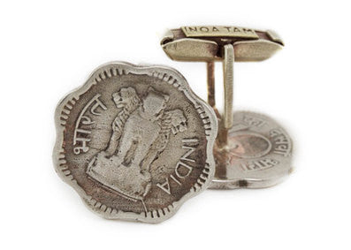 Indian Coin Cufflinks - 10 Piasa Lion Coins