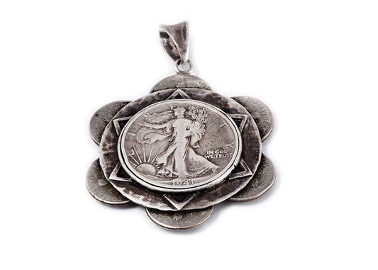 Sunflower Liberty Coin Necklace - US Half Dollar + US Dime