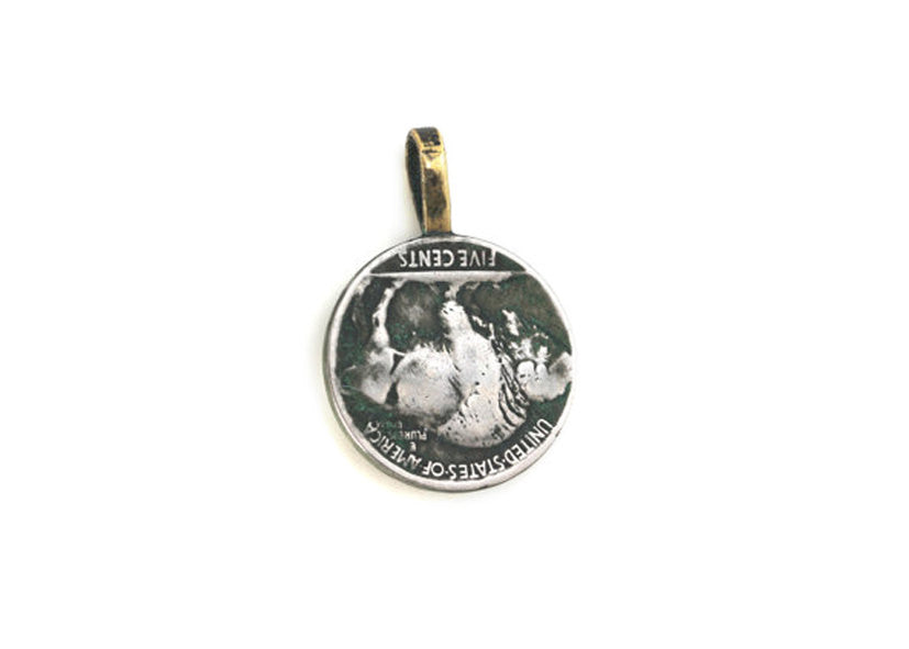 Buffalo Nickel Old USA 5 Cent Coin Pendant Necklace