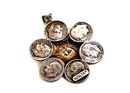 Flower USA Coins Liberty Necklace  -  US Dimes and Dollar Coin