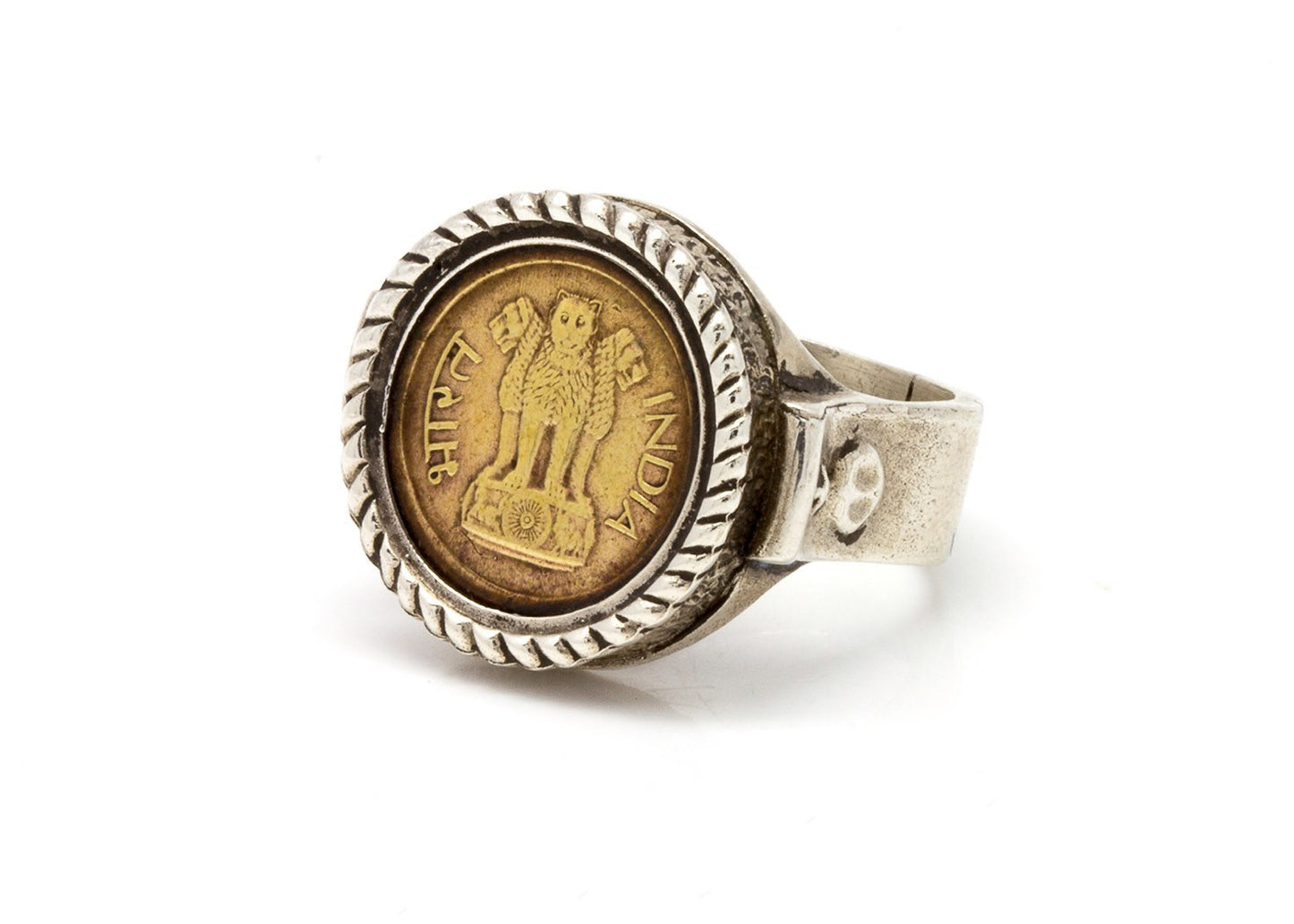 India Coin Ring, Sterling Silver Signet Ring, Men's Ring, Bohemian Ring- With The 1 Naya Paisa