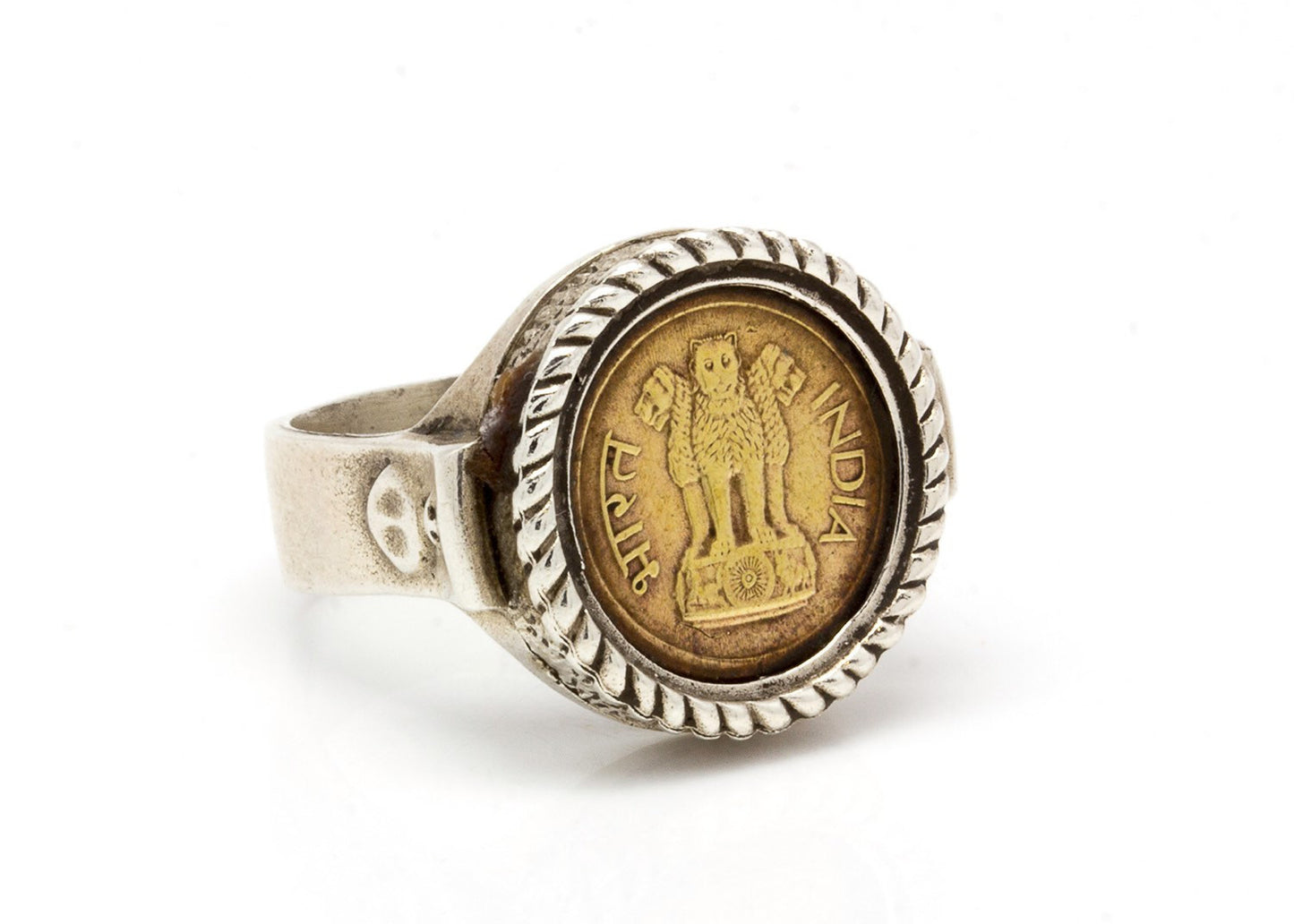 India Coin Ring, Sterling Silver Signet Ring, Men's Ring, Bohemian Ring- With The 1 Naya Paisa