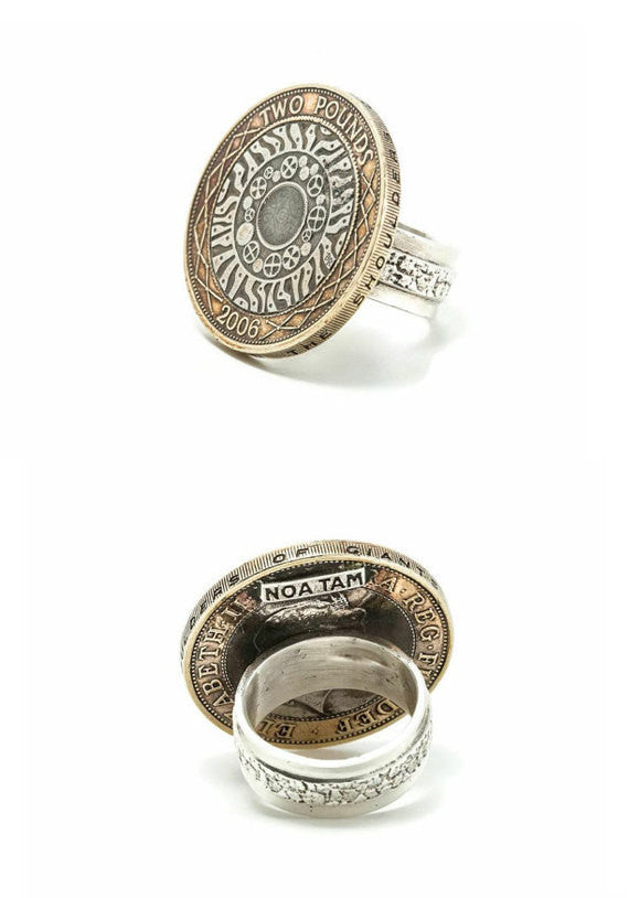 British Coin Ring feauring the Two Pounds Coin of England