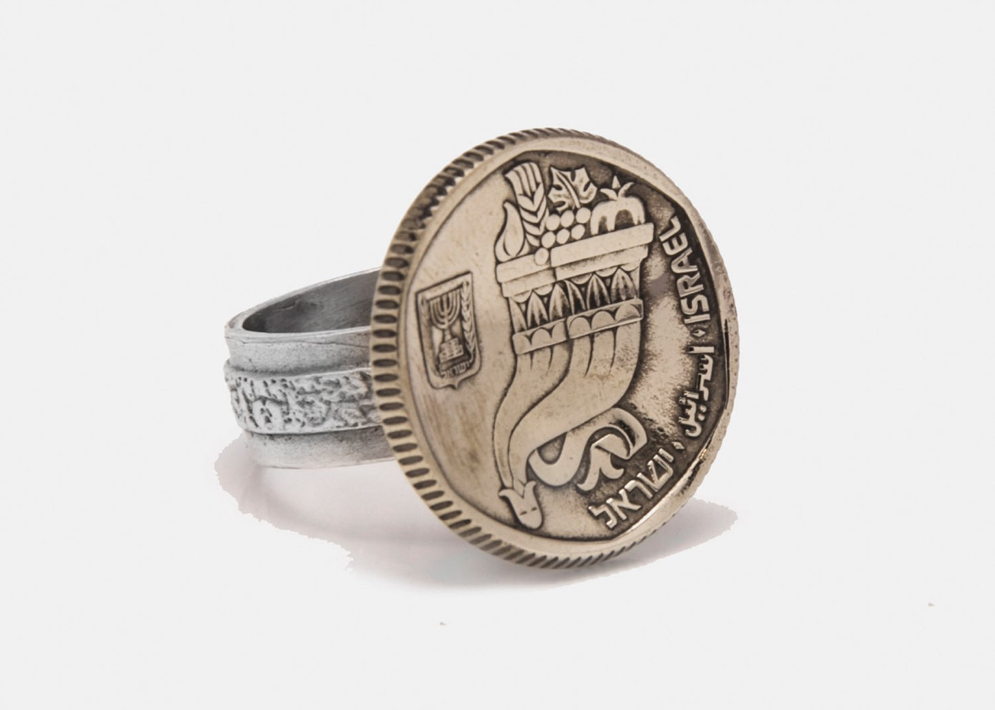 925 sterling silver ring with Israeli old 5 Sheqel