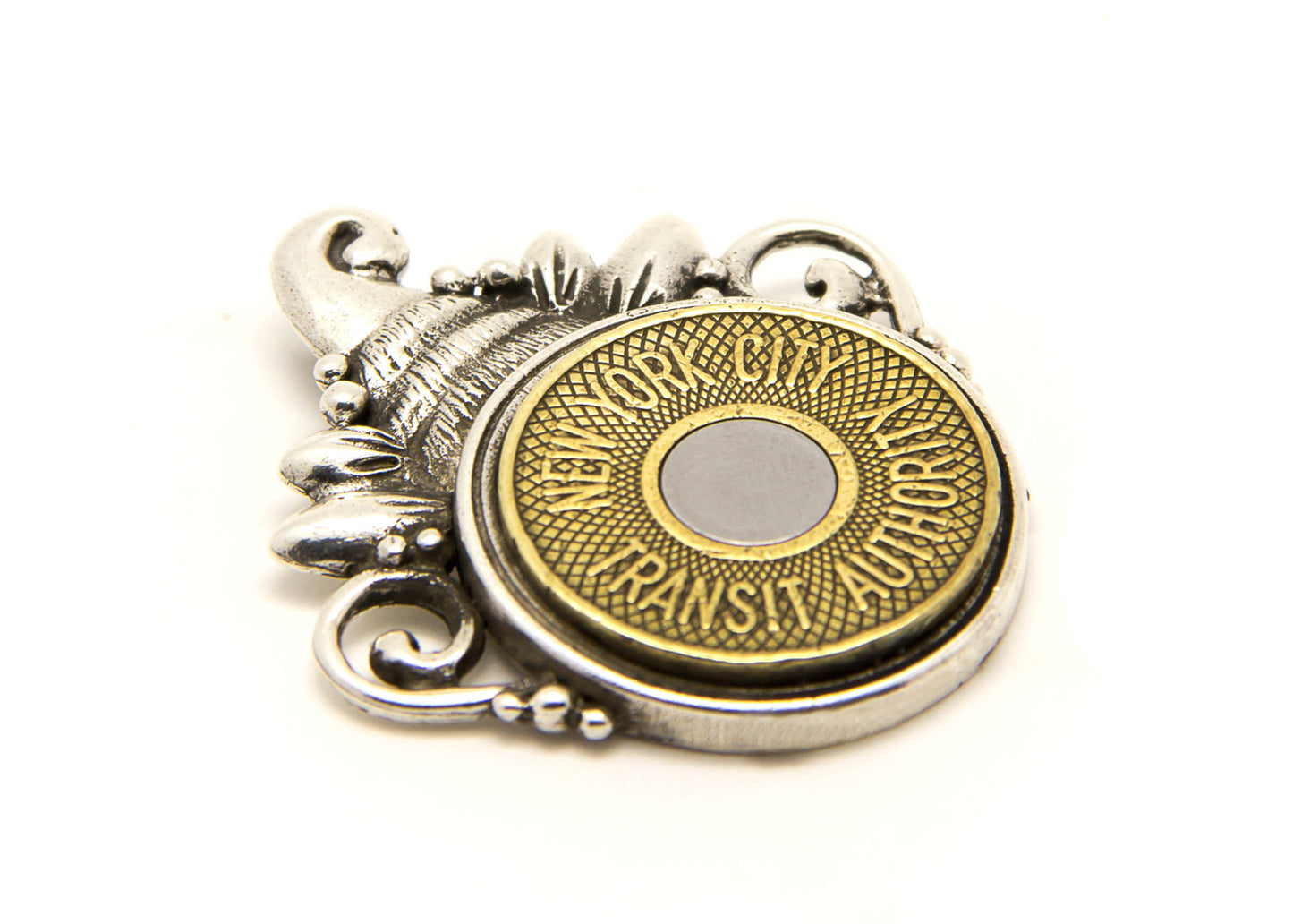 Bullseye New York Subway Token Pendant Necklace