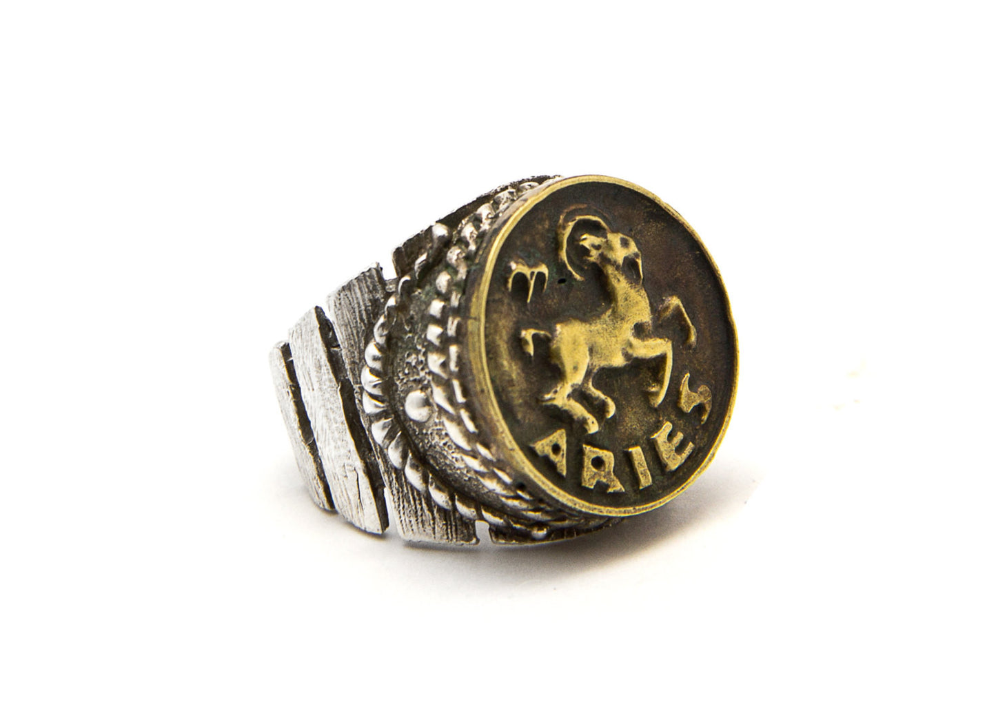 Silver Ring with Aries Zodiac