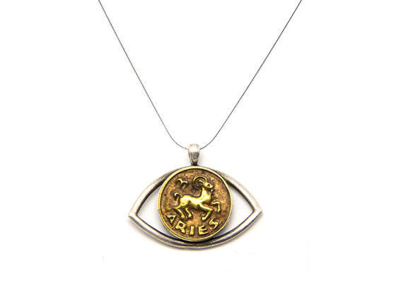 Aries Sign Astrology Zodiac Pendant Eye Charm Necklace