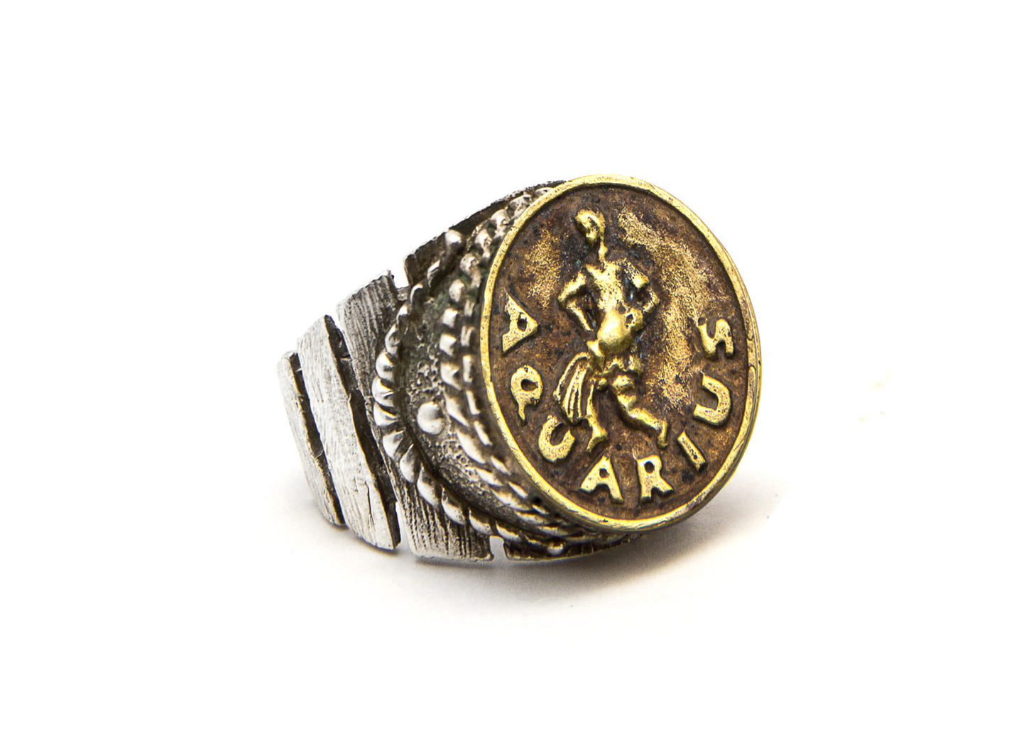 Silver Ring with Aquarius Zodiac
