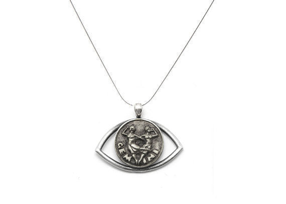 Gemini Sign Astrology Zodiac Charm Eye Necklace