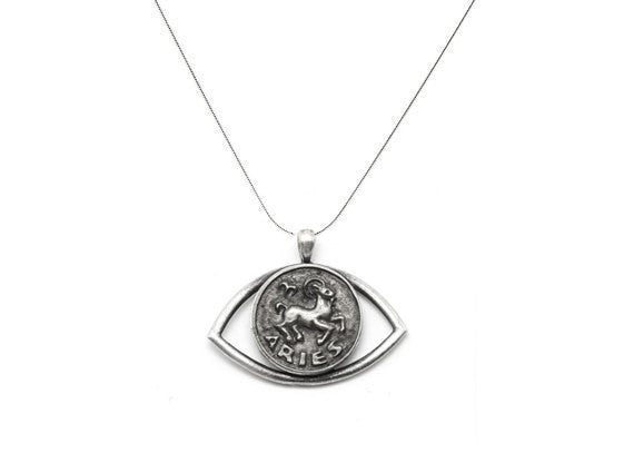 Aries Sign Astrology Zodiac Pendant Eye Charm Necklace