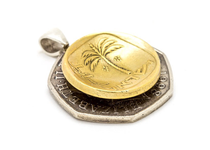 Israel & England Old, Collector's Coin Pendant  Necklace