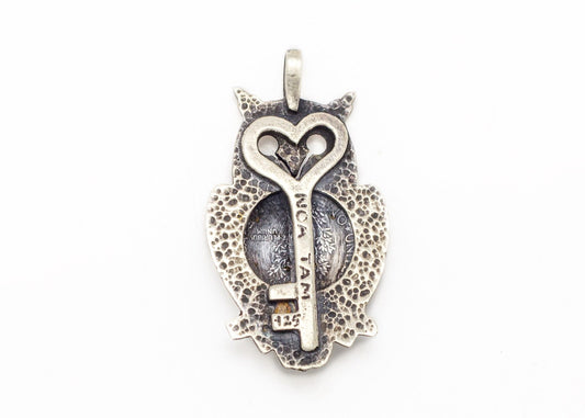 Silver Owl Pendant with Mercury Dime Coin