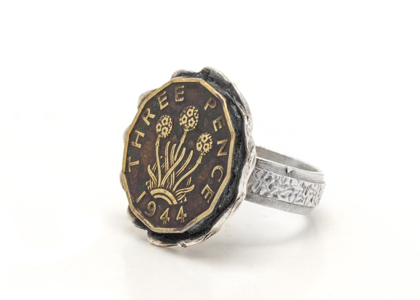 British 3 Pence Coin Ring - Great Britain Coin england coin
