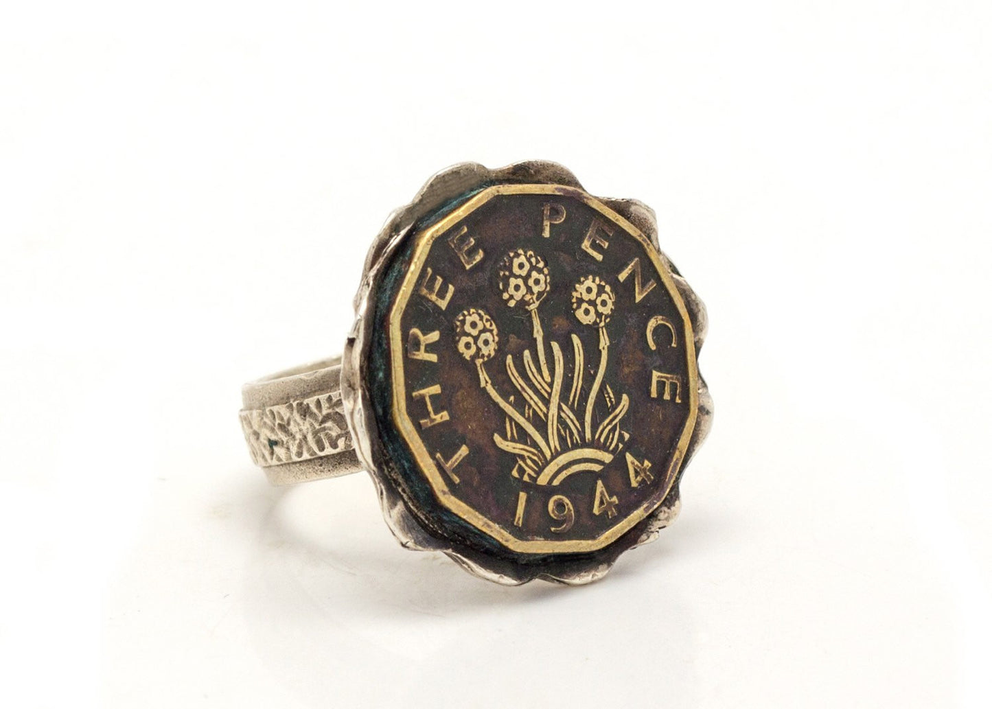 British 3 Pence Coin Ring - Great Britain Coin england coin