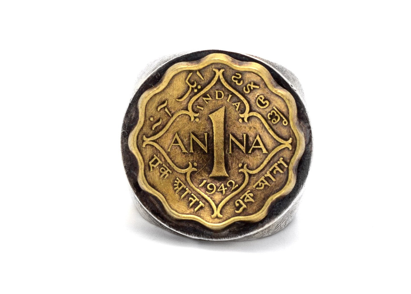 Indian Coin Ring - 1 Anna coin of British India Silver Ring