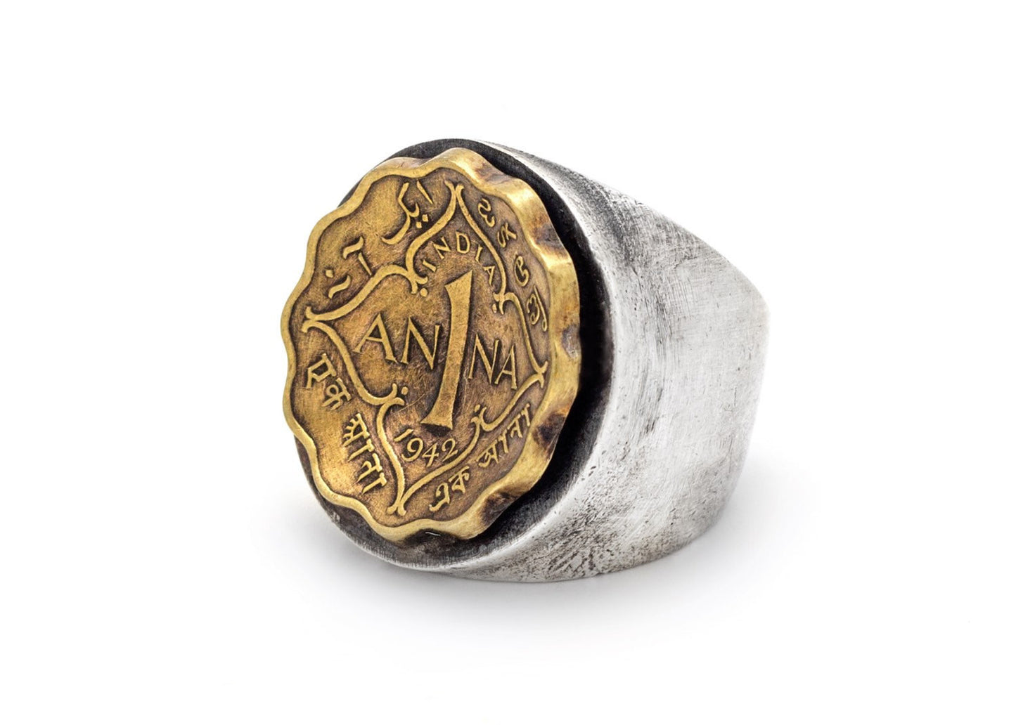 Indian Coin Ring - 1 Anna coin of British India Silver Ring